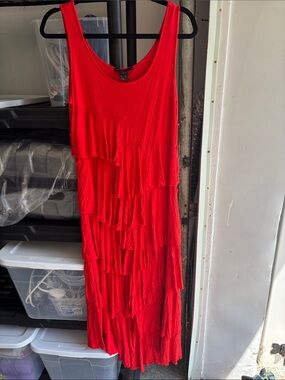Grace Elements Red Tiered Ruffle Maxi Dress